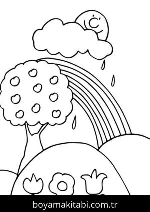 Gökkuşağı boyama sayfası – boyama çalışması, yaratıcılığı geliştirir