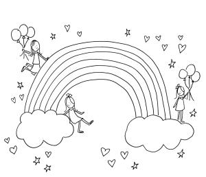 Gökkuşağı boyama sayfası, Rainbow coloring page, Gökkuşağı ile Periler, 