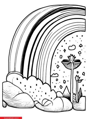 Gökkuşağı boyama sayfası, Rainbow coloring page, , 