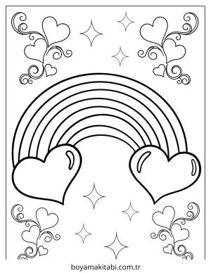 Gökkuşağı boyama sayfası – çizgi film temalı, basit çizim