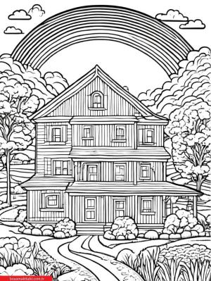 Gökkuşağı boyama sayfası, Rainbow coloring page, , 