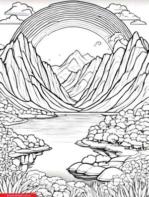 Gökkuşağı boyama sayfası, Rainbow coloring page, , 