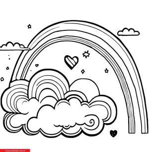 Gökkuşağı boyama sayfası, Rainbow coloring page, , 