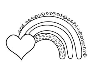 Gökkuşağı boyama sayfası, Rainbow coloring page, Kalp ile Gökkuşağı, 