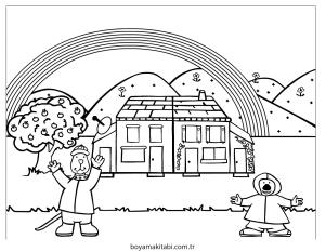 Gökkuşağı boyama sayfası – yaratıcılık, eğlenceli etkinlik