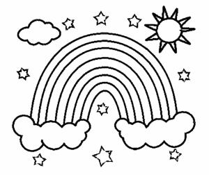 Gökkuşağı boyama sayfası, Rainbow coloring page, Gökkuşağı çizimi özgür, 