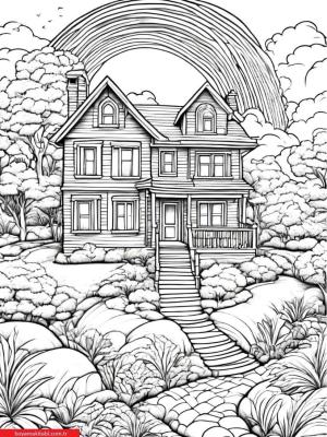 Gökkuşağı boyama sayfası, Rainbow coloring page, , 