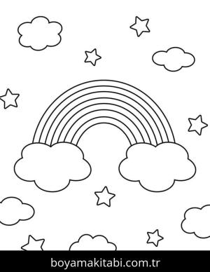 Gökkuşağı boyama sayfası – basit çizim, kolay boyama