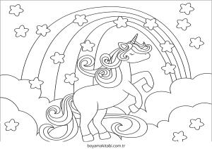 Gökkuşağı boyama sayfası – el becerilerini geliştirir, boyama çalışması