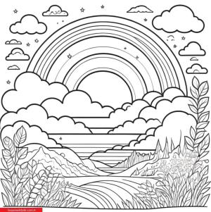 Gökkuşağı boyama sayfası, Rainbow coloring page, , 