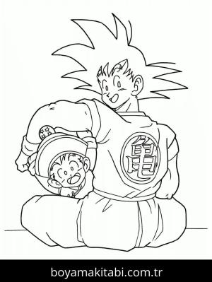 Son Goku boyama sayfası – sevimli karakter, sanatsal çalışma