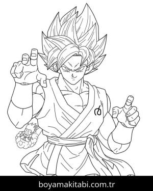 Son Goku boyama sayfası – el becerilerini geliştirir, boyama çalışması