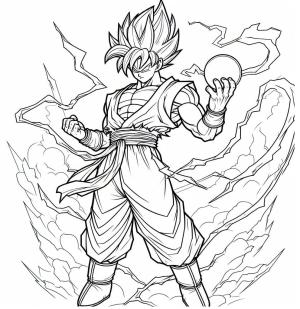 Son Goku boyama sayfası,  coloring page, Goku ve Gücü, 