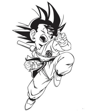 Son Goku boyama sayfası,  coloring page, Chibi Goku Dövüşü, 