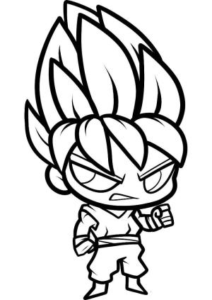 Son Goku boyama sayfası,  coloring page, Chibi Goku Süper Saiyan, 