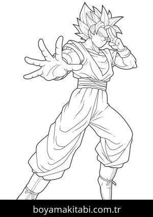 Son Goku boyama sayfası – kolay boyama, eğitici aktivite
