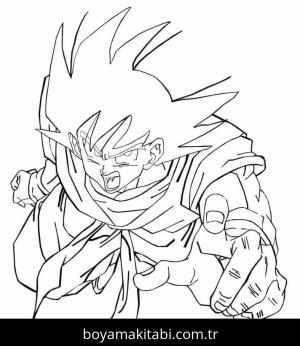 Son Goku boyama sayfası – basit çizim, kolay boyama