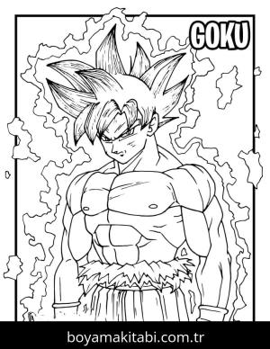 Son Goku boyama sayfası – basit çizim, kolay boyama