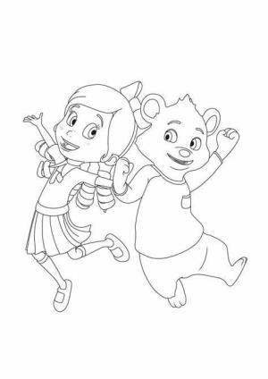 Goldi ve Ayıcık boyama sayfası,  coloring page, Ücretsiz Goldie ve Ayı Anahat, 