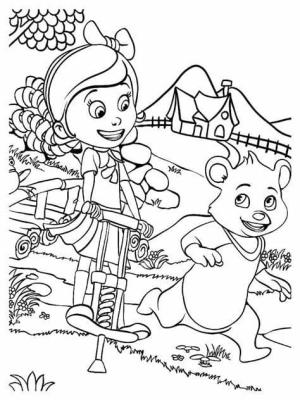 Goldi ve Ayıcık boyama sayfası,  coloring page, Goldie ve Ayı Image Anahatlarını Yazdırın, 