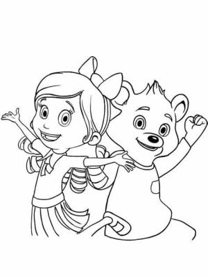 Goldi ve Ayıcık boyama sayfası,  coloring page, Mutlu Goldie ve Ayı, 