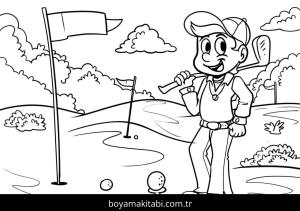 Golf boyama sayfası – renkli çizimler, okul öncesi
