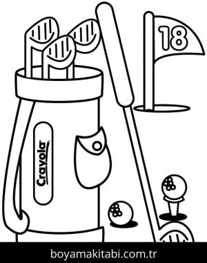 Golf boyama sayfası – çizgi film temalı, basit çizim