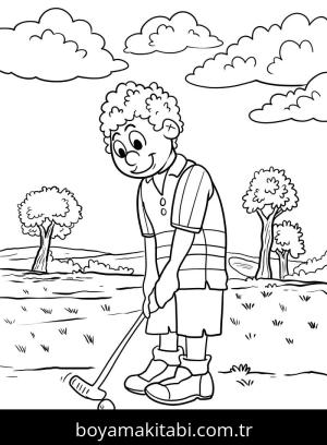 Golf boyama sayfası – boyama etkinliği, çocuk aktivitesi