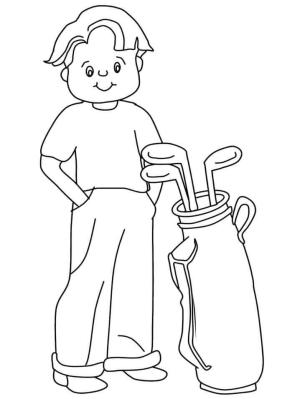 Golf boyama sayfası,  coloring page, Golf Oynayan Genç çocuk, 