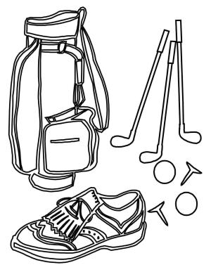 Golf boyama sayfası,  coloring page, Golf Araçları, 