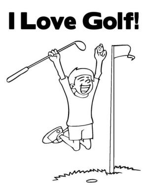 Golf boyama sayfası,  coloring page, Golf Oynayan Mutlu Çocuk, 