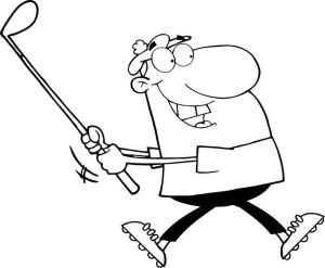 Golf boyama sayfası,  coloring page, Golf Oynayan Çizgi Film Adam, 