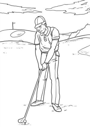 Golf boyama sayfası,  coloring page, Golf Oynayan Adam, 