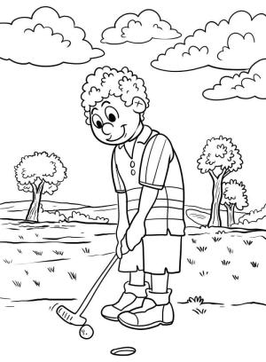 Golf boyama sayfası,  coloring page, Un chico Jugando al Golf, 