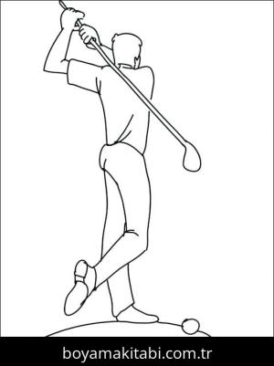 Golf boyama sayfası – basit çizim, kolay boyama