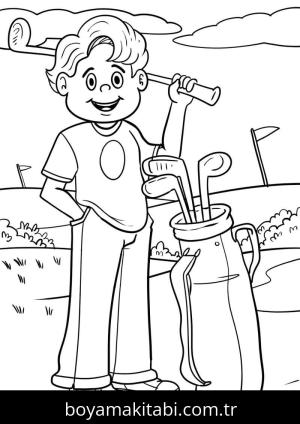Golf boyama sayfası – keyifli zaman, renkli çizimler