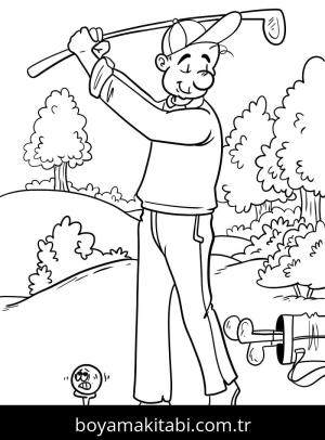 Golf boyama sayfası – basit çizim, kolay boyama