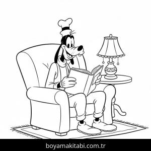 Goofy boyama sayfası – basit çizim, kolay boyama