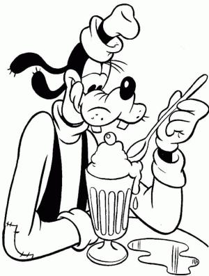 Goofy boyama sayfası,  coloring page, Goofy Dondurma Yemek, 