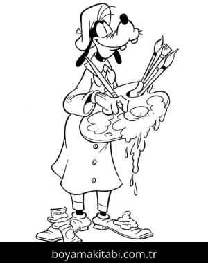 Goofy boyama sayfası – eğlenceli etkinlik, el becerilerini geliştirir