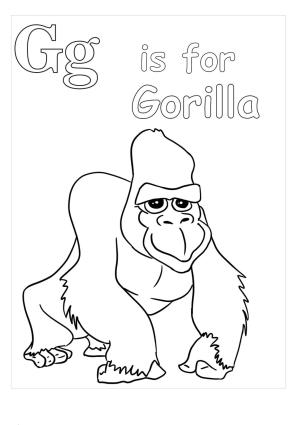 Goril boyama sayfası,  coloring page, G Goril Içindir, 