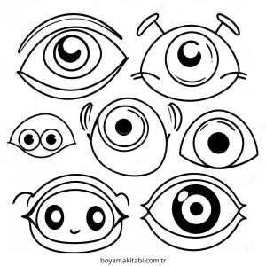 Göz boyama sayfası – çocuklar için, çizgi film temalı