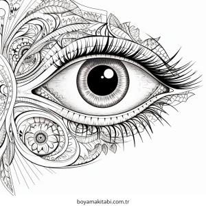 Göz boyama sayfası – PDF indir, sevimli karakter