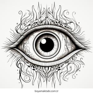 Göz boyama sayfası – el becerilerini geliştirir, boyama çalışması