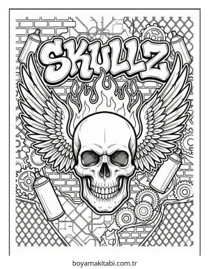 Grafiti boyama sayfası – renkli çizimler, okul öncesi