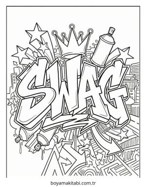 Grafiti boyama sayfası – çocuklar için, çizgi film temalı
