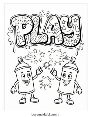 Grafiti boyama sayfası – eğitici aktivite, yaratıcılık