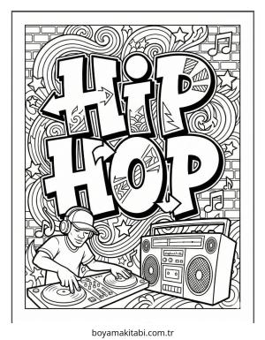 Grafiti boyama sayfası – sanatsal çalışma, çocuklar için