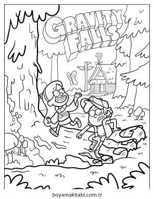 Gravity Falls boyama sayfası – renkli çizimler, okul öncesi