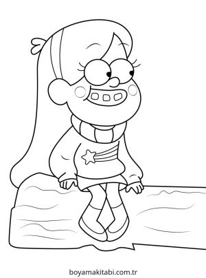 Gravity Falls boyama sayfası – çizgi film temalı, basit çizim